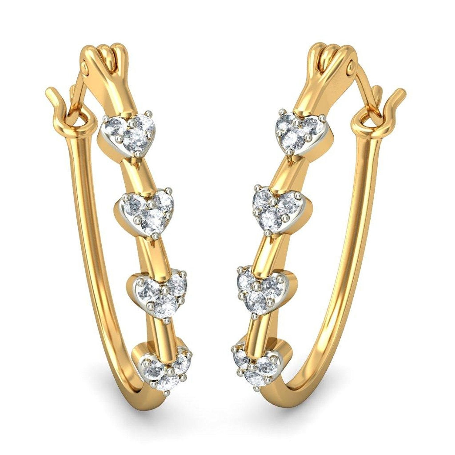 Bluestone Yellow Gold and Diamond Hoop Earrings
