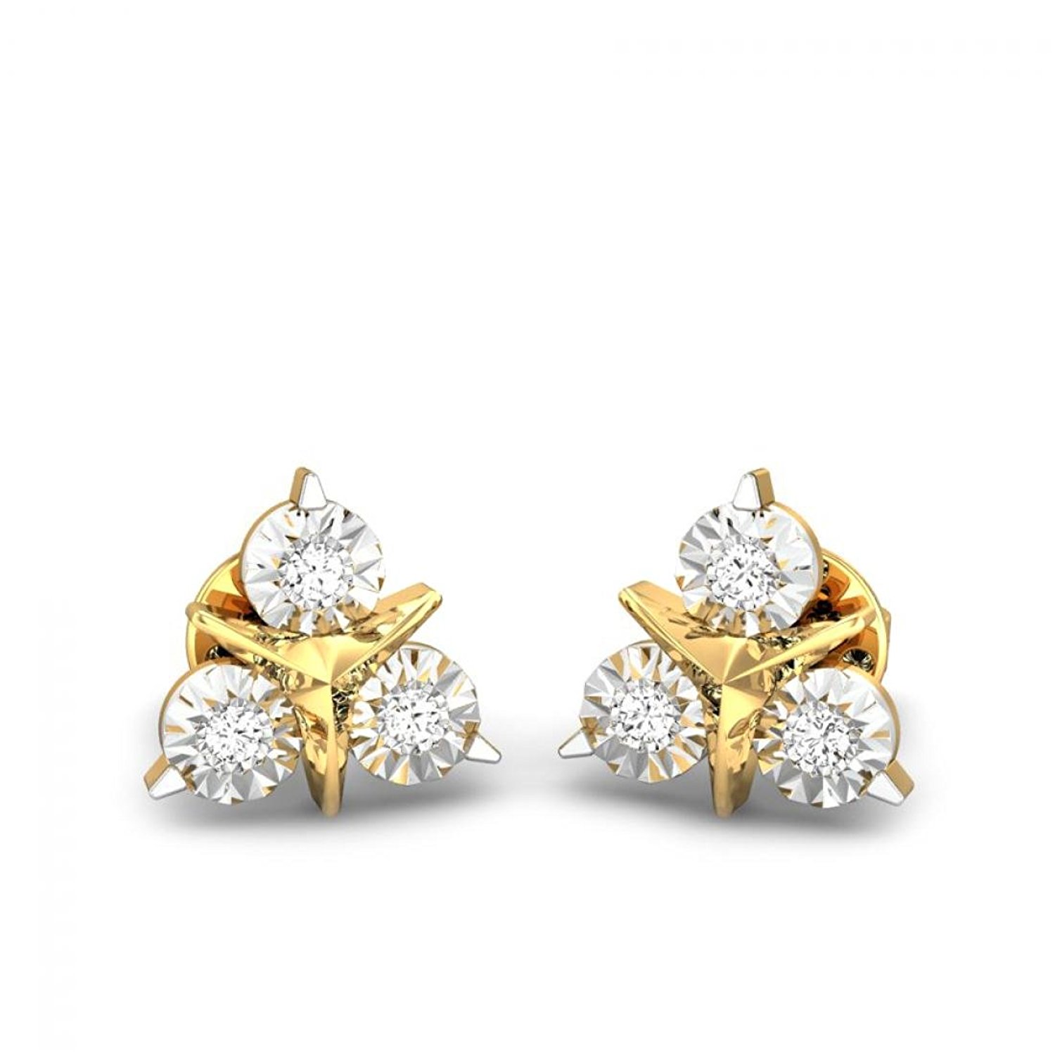 Candere By Kalyan Jewellers 18KT Yellow Gold and Diamond Stud Earrings for Women