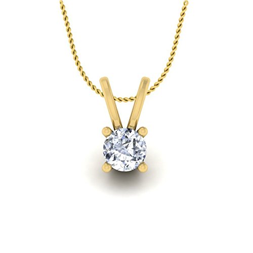 Velvetcase Yellow Gold and Cubic Zirconia Pendant for Women