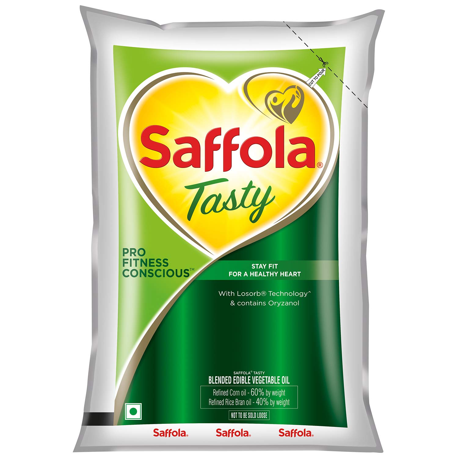 Saffola Tasty, Pro Fitness Conscious Edible Oil, Pouch, 1 L