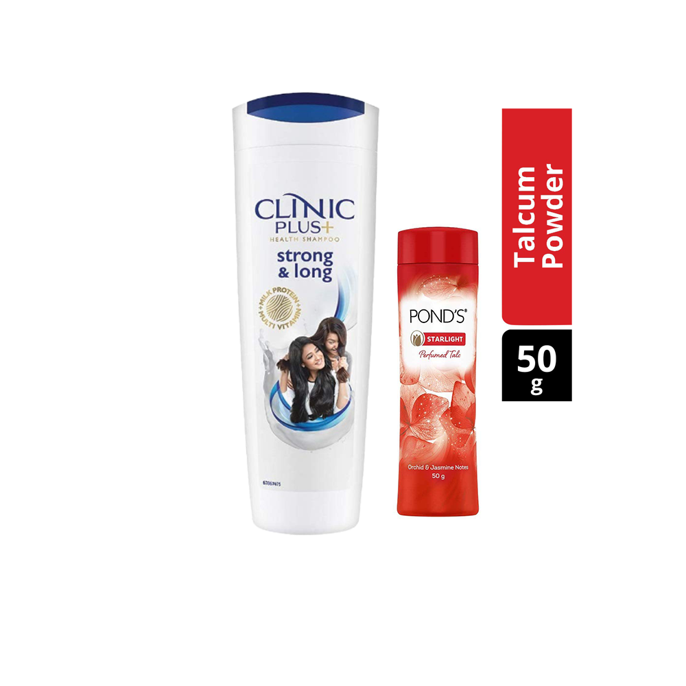 Clinic Plus+ Strong & Long Health Shampoo (Free Ponds Talc 50 g) 340 ml 