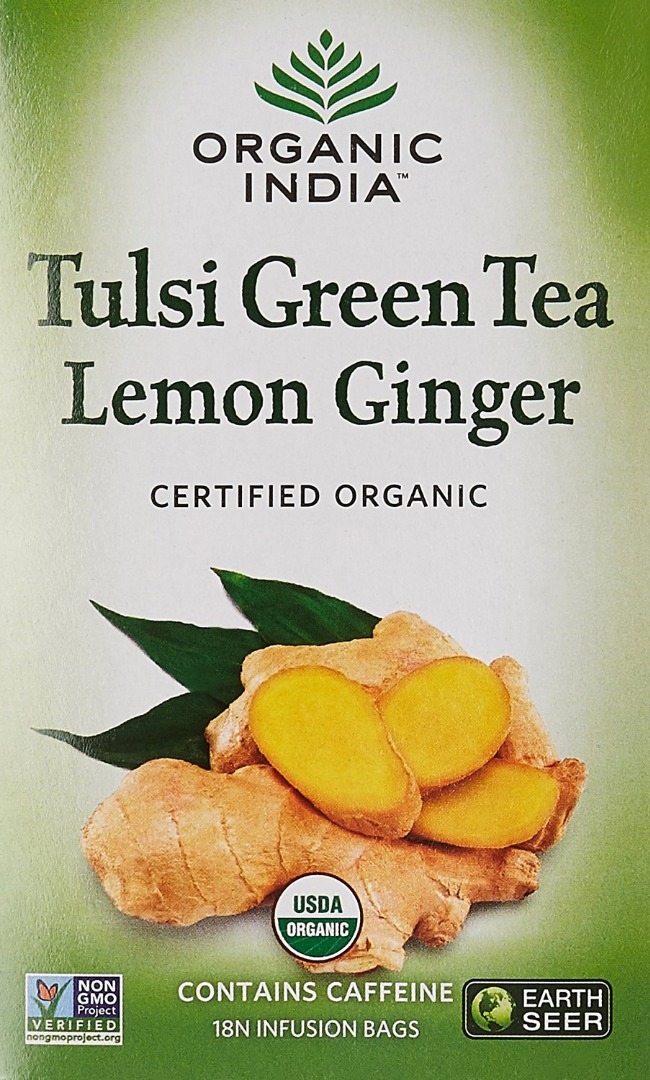 Organic India Tulsi Green Lemon Ginger Tea- 18 Tea Bags