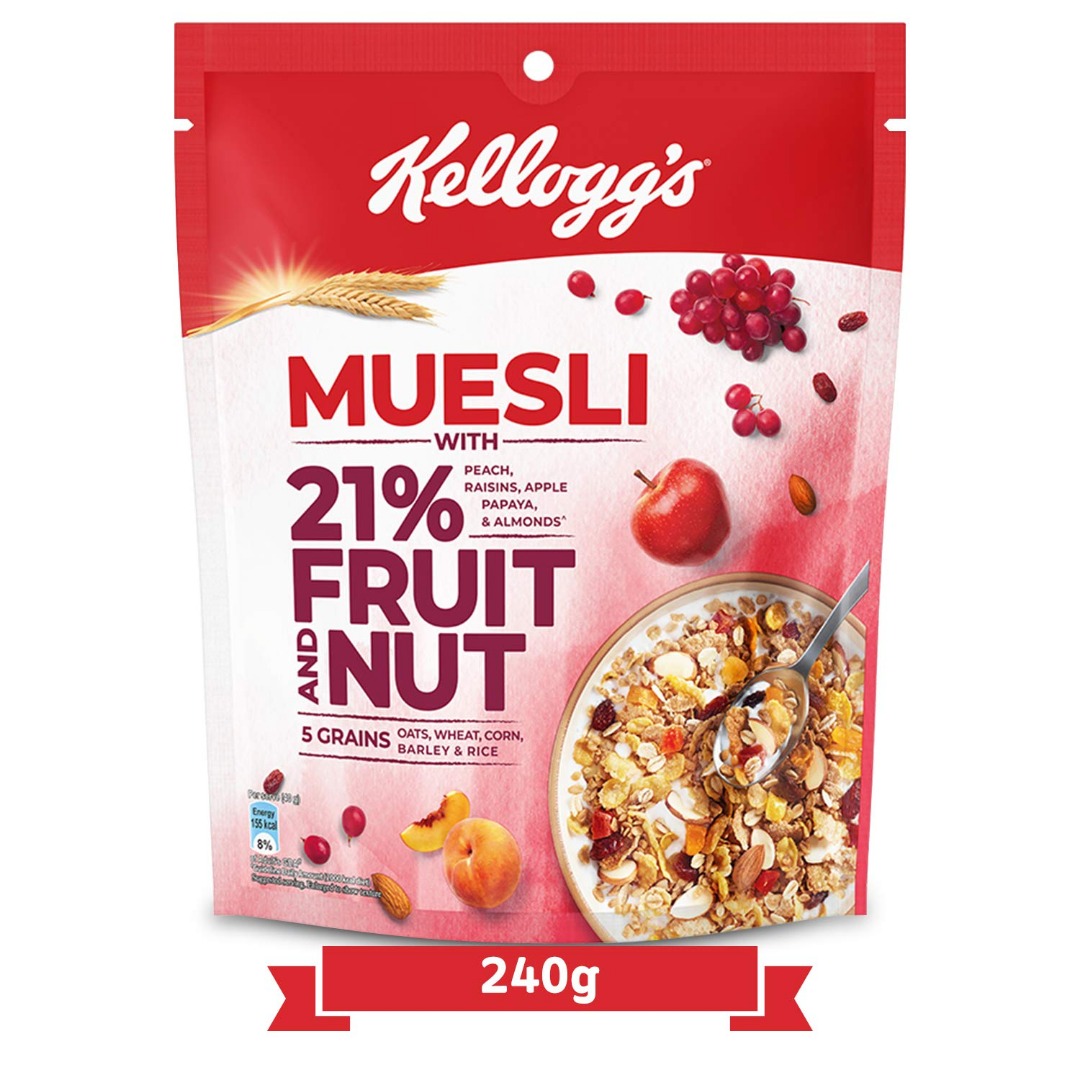 Kellogg's Muesli with 21% Fruit and Nut Pouch, 240 g