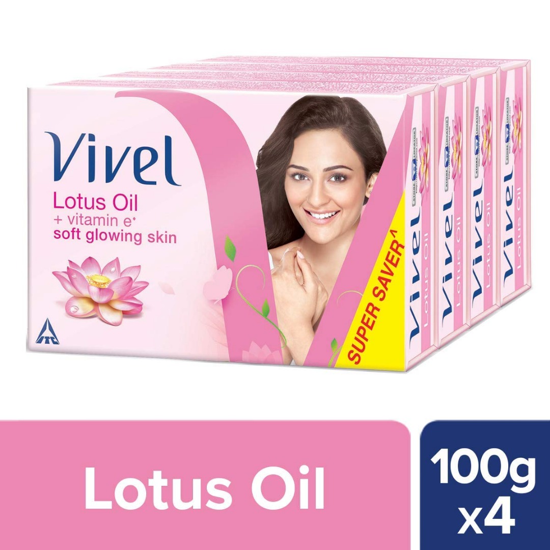 Vivel Lotus Oil Bathing Bar, 100g (Pack of 4)