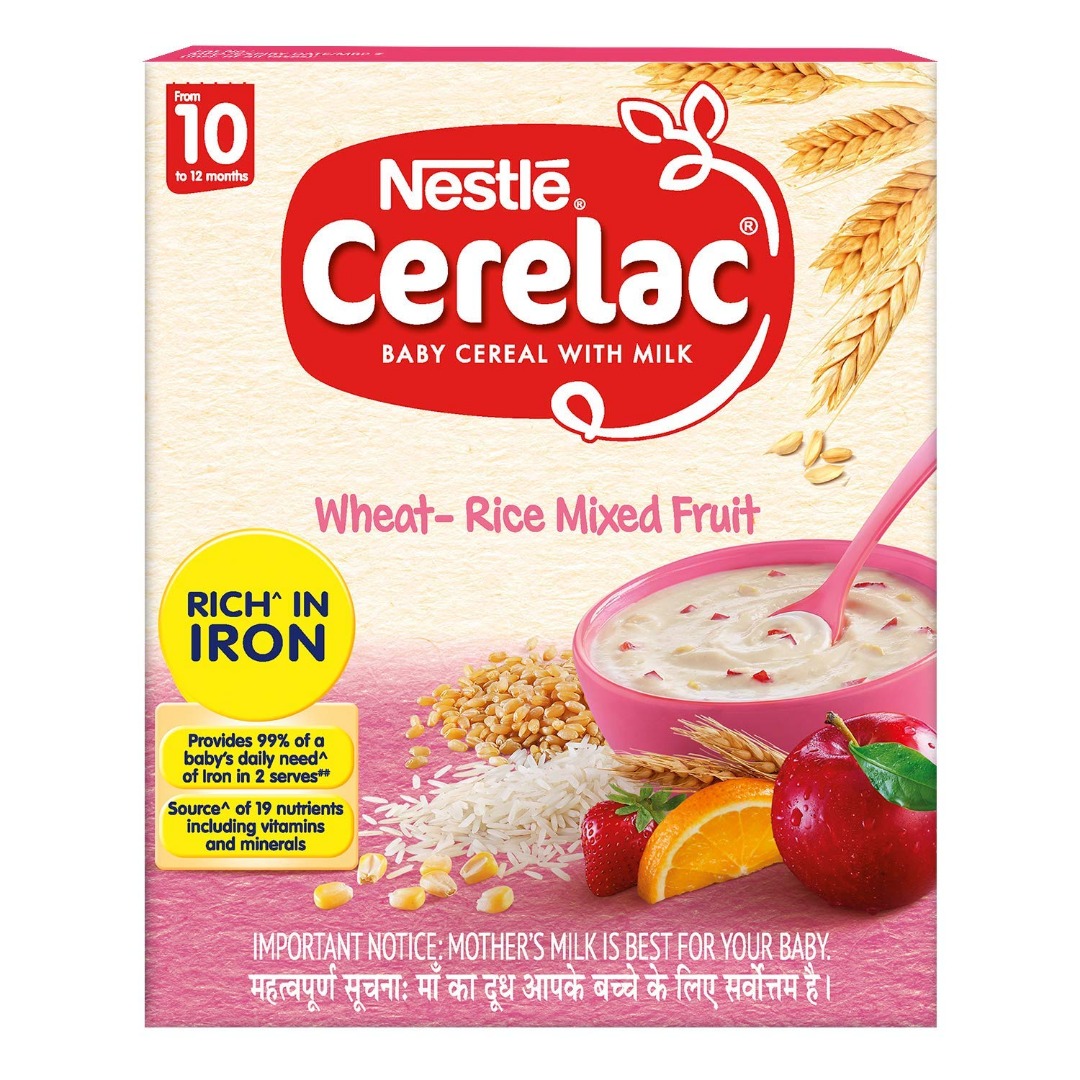Nestlé CERELAC Baby Cereal with Milk, Wheat-Rice Mixed Fruit – From 10 Months, 300g BIB Pack