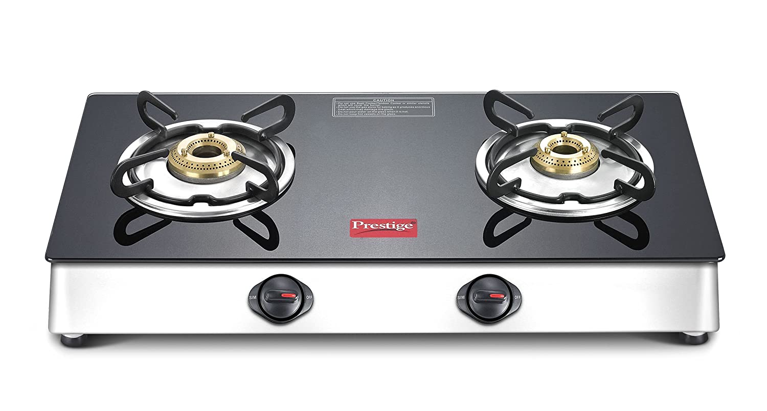  Prestige Marvel Plus Stainless Steel 2 Burner Gas Stove, Black