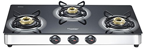 Prestige Royale Plus Stainless Steel 3 Burner Gas Stove, Black (40178)