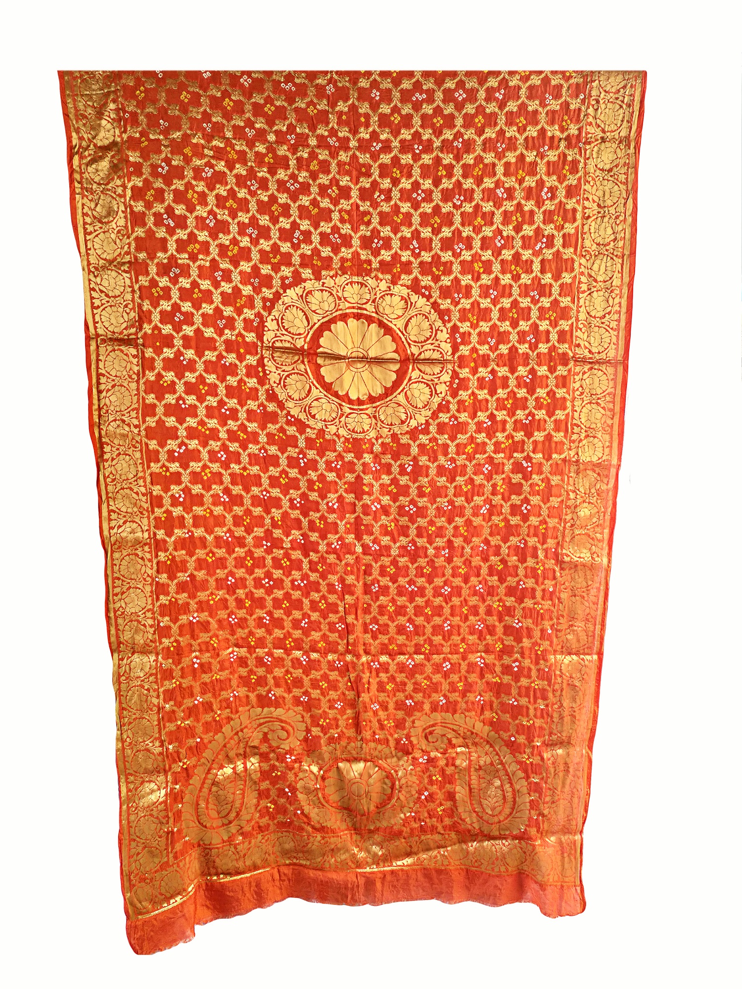 Traditional-Rajasthani-Online-Banarsi-Ghatchola-Bandhej-Zari-Orange-Color-Dupatta