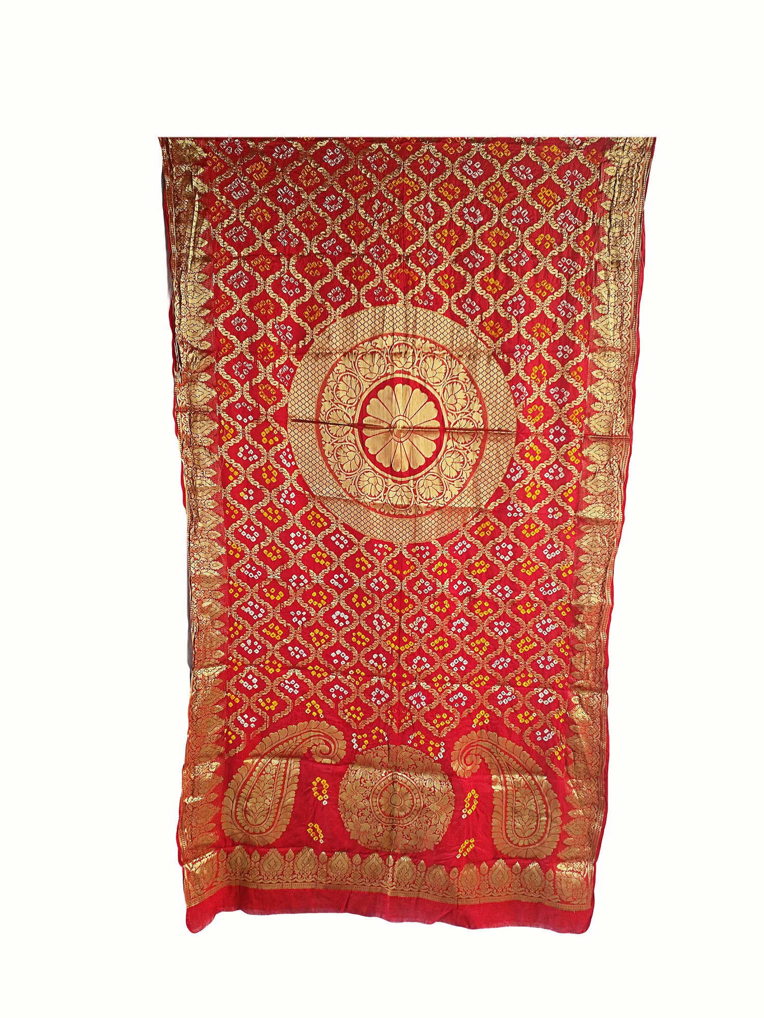 Traditional-Rajasthani-Online-Banarsi-Ghatchola-Bandhej-Zari-Red-Color-Dupatta