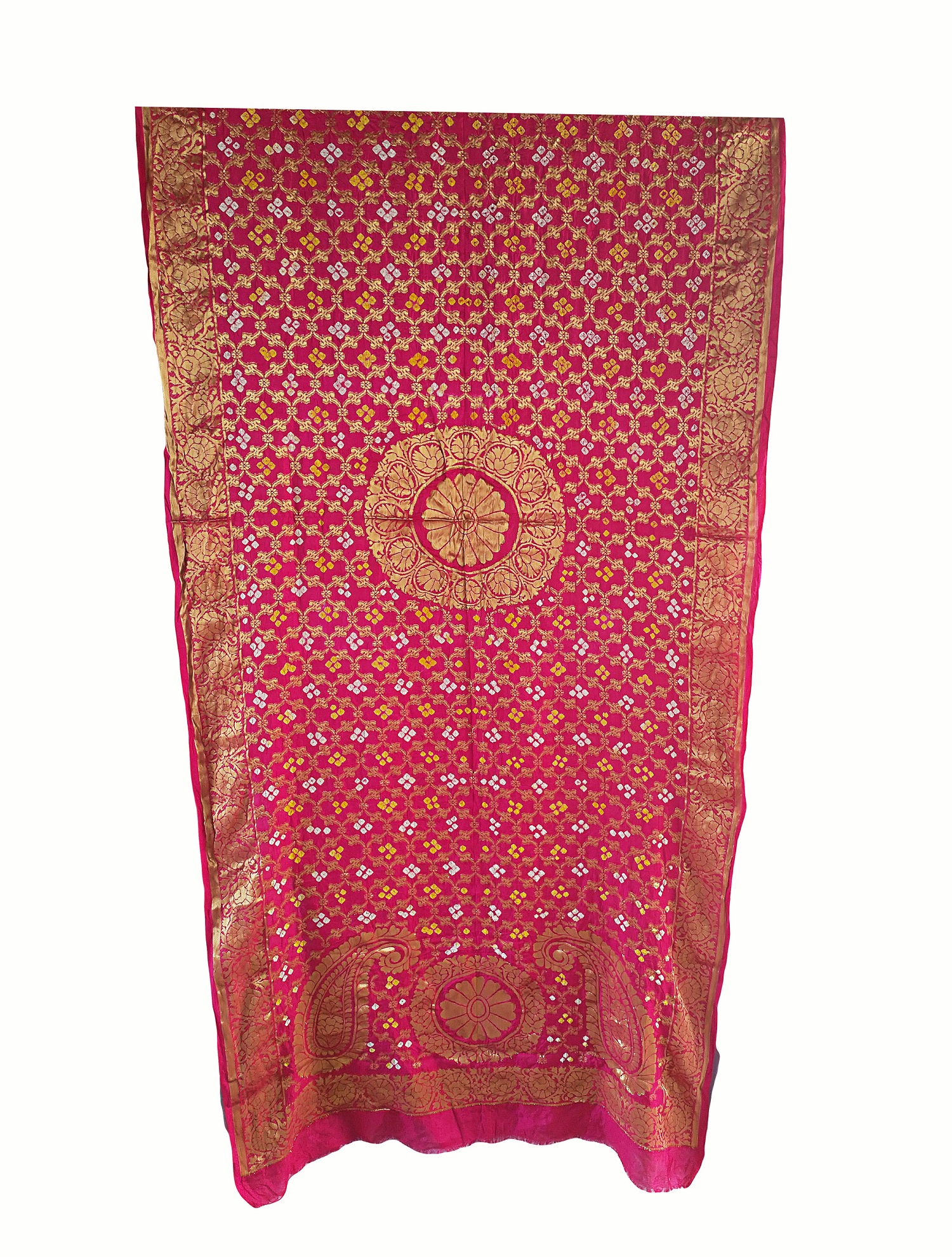 Traditional-Rajasthani-Online-Banarsi-Ghatchola-Bandhej-Zari-Pink-Color-Dupatta