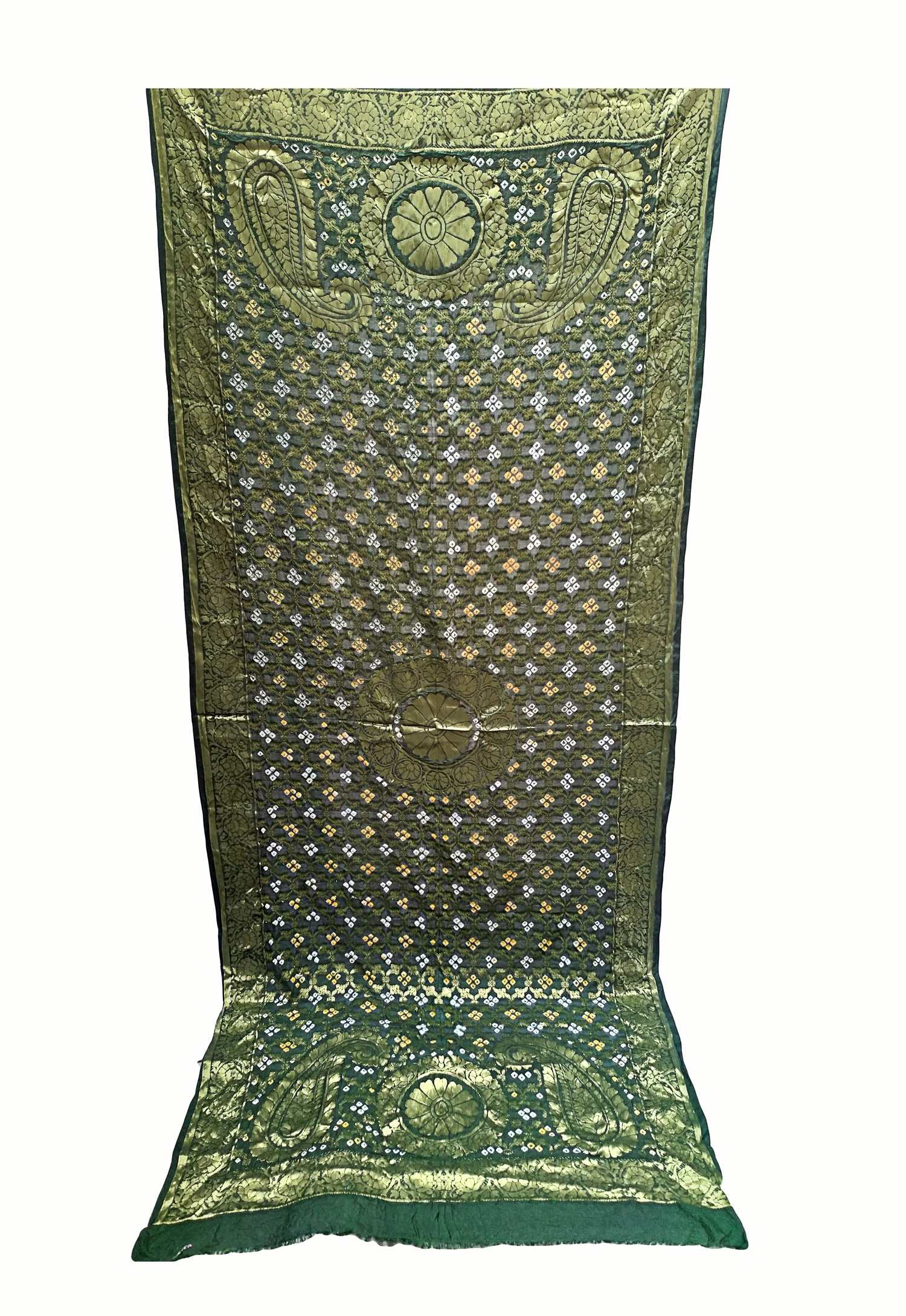 Traditional-Rajasthani-Online-Banarsi-Ghatchola-Bandhej-Zari-Dark-Green-Color-Dupatta