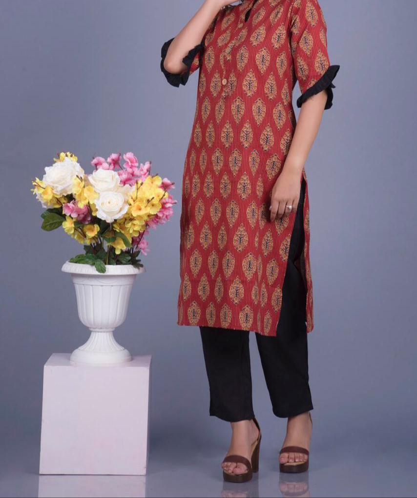 Buy-Online-Designer-Cotton-Printed-Kurti-With-Palazzo