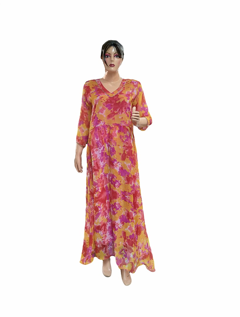 Trendy-Printed-Chiffon-Shibori-Long-Multi-Color-Kurti