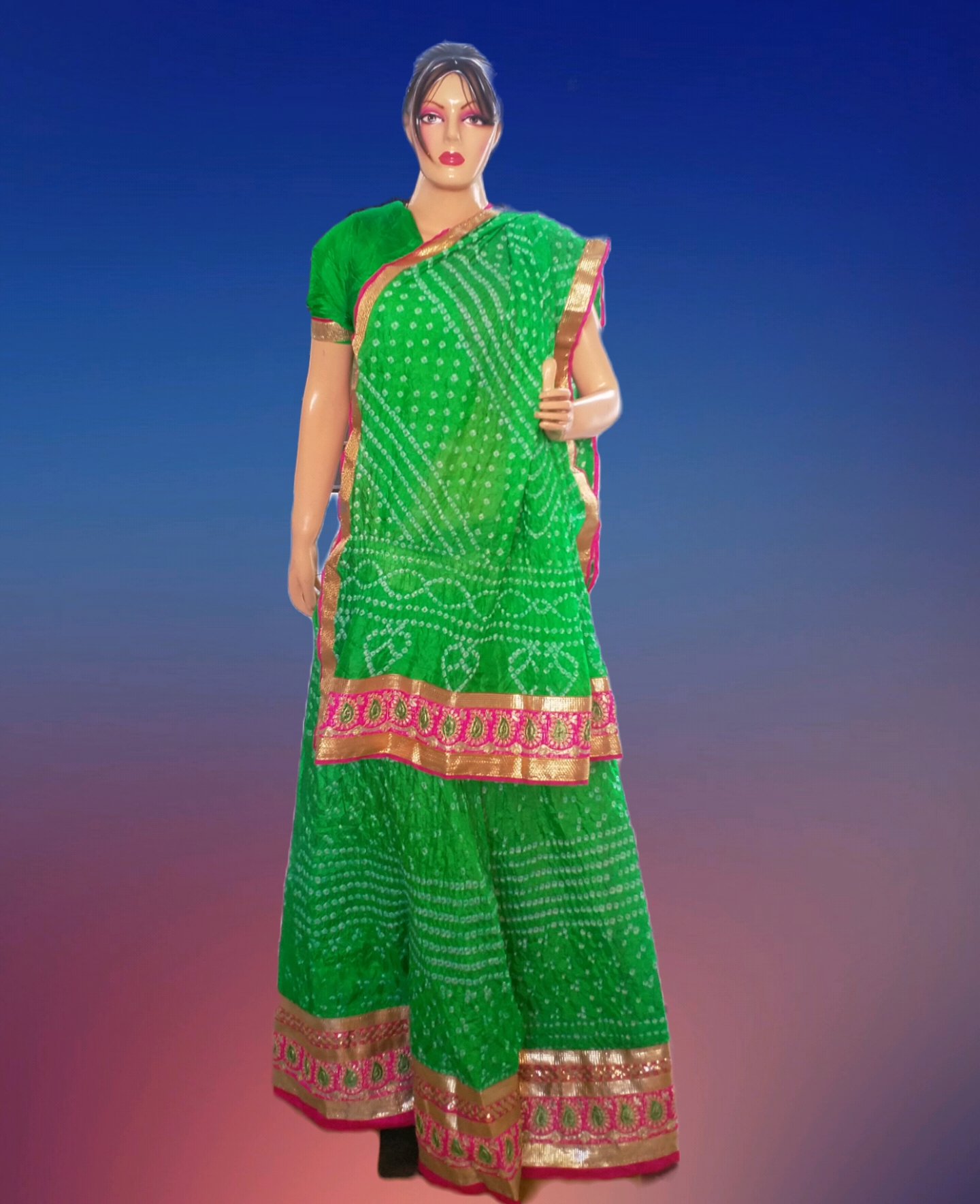 Trendy Designer Art Silk Bandhani Lehenga With Heavy Gotta Border