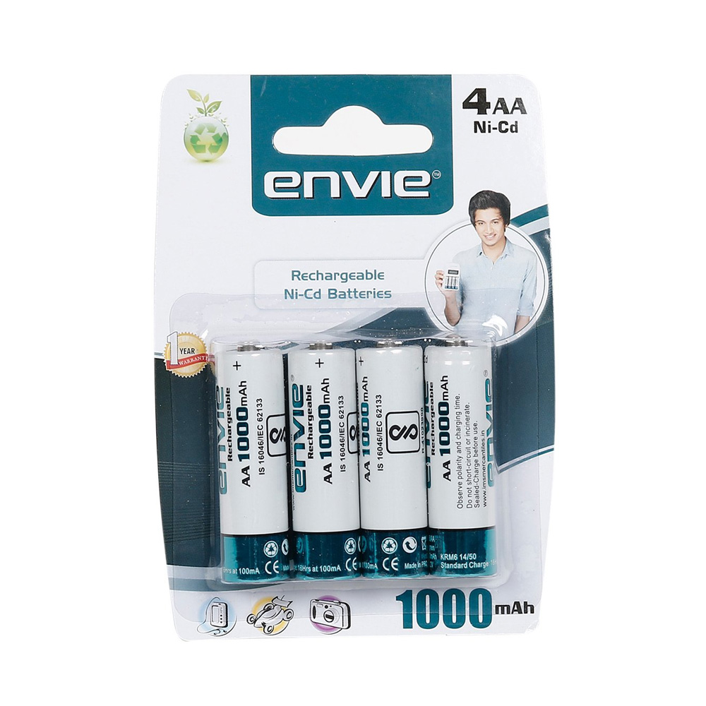 ENVIE AA Rechargeable Batteries 1000 mAh (Pack of 4)