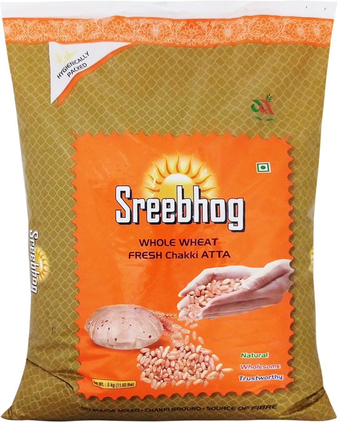 Shreebhog Whole Wheat Fresh Chakki Atta (5Kg)