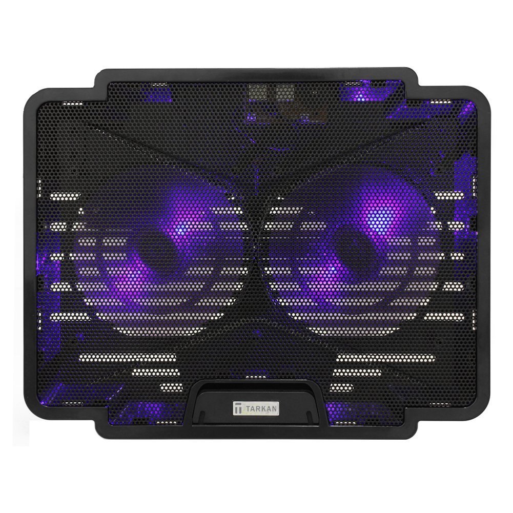 Tarkan Dual Fan Cooling Pad with Dual LED, Fan Control Switch, USB 2.0 Hub, Multi Angle Stand, Suitable for upto 15.6 inch Laptops