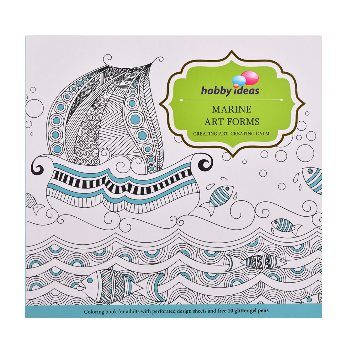 Hobby Ideas Marine Art Colouring Book Adults With Set Of 10 Glitter Gel Pens