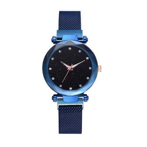 Mesh Steel Watches Men Women Watches Clock - Blue