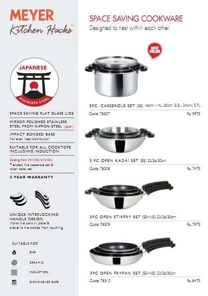 OPEN KADAI SET 3PC (SS) 22/26/30cm