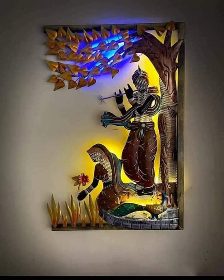 Radha Krishna Wall décor Size-36inch LED  + DC Metal-wrought iron