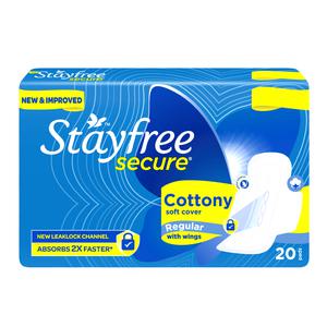 STAYFREE Sanitary Pads - Secure Cottony Soft, Regular with Wings