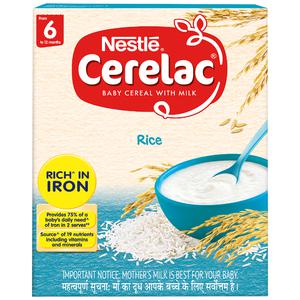 Nestle Cerelac Fortified Baby Cereal With Milk, Rice - From 6 Months