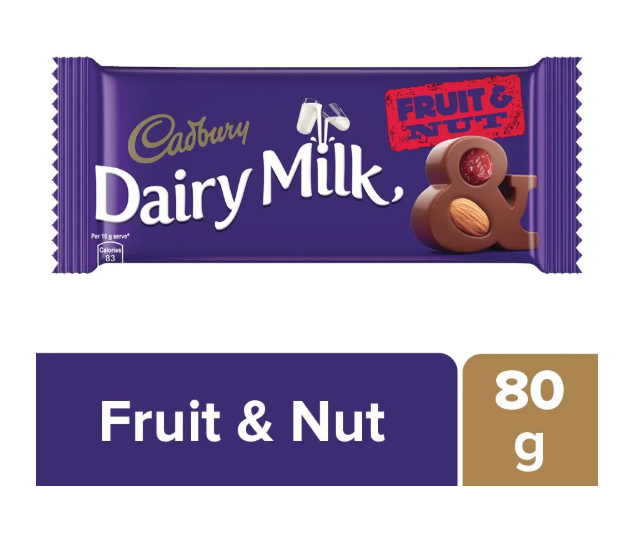 (80 gm)  Cadbury Dairy Milk Fruit & Nut Chocolate Bar
