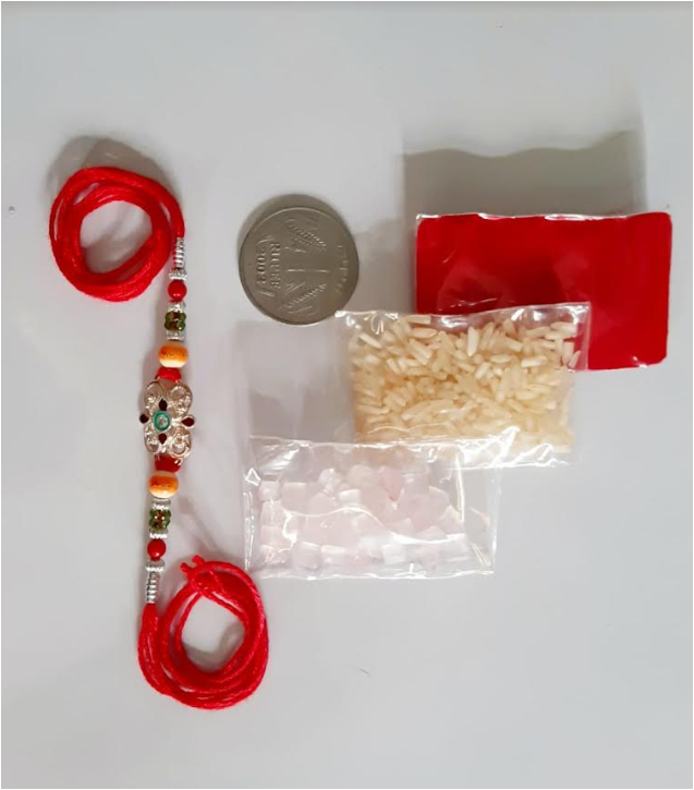 Rakhi (Combo Pack ) Roli ,Chawal ,Mishri ,Shagun 