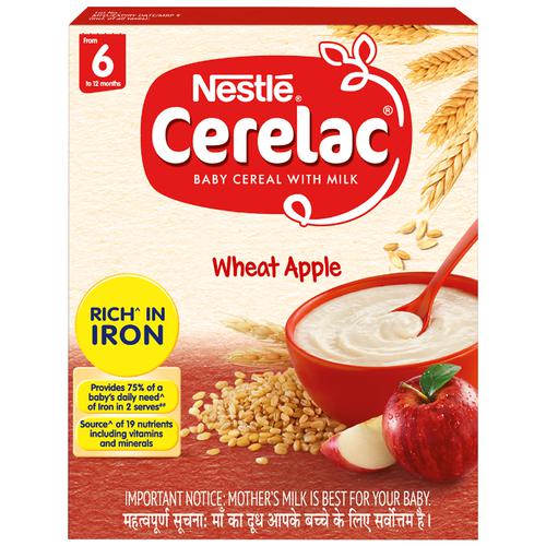 Nestle Cerelac Baby Cereal-Milk, Wheat Apple - From 6 Months, 300 gm