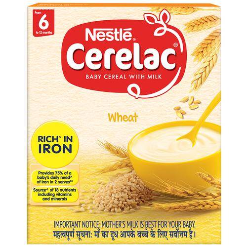 Nestle Cerelac Baby Cereal-Milk, Wheat - From 6 Months, 300 gm