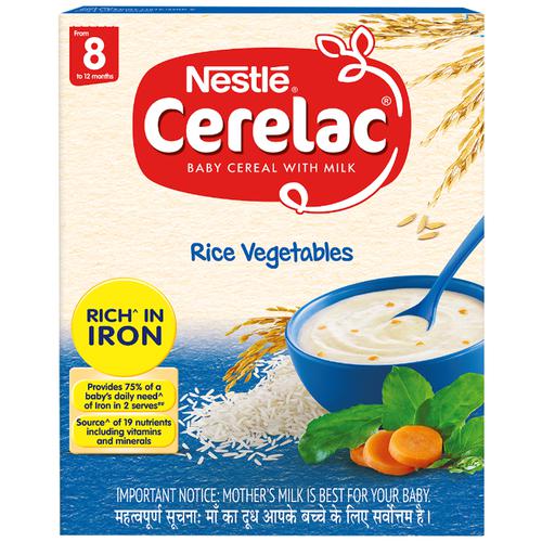 Nestle Cerelac Baby Cereal-Milk, Rice & Vegetables, From 8 Months, 300 gm