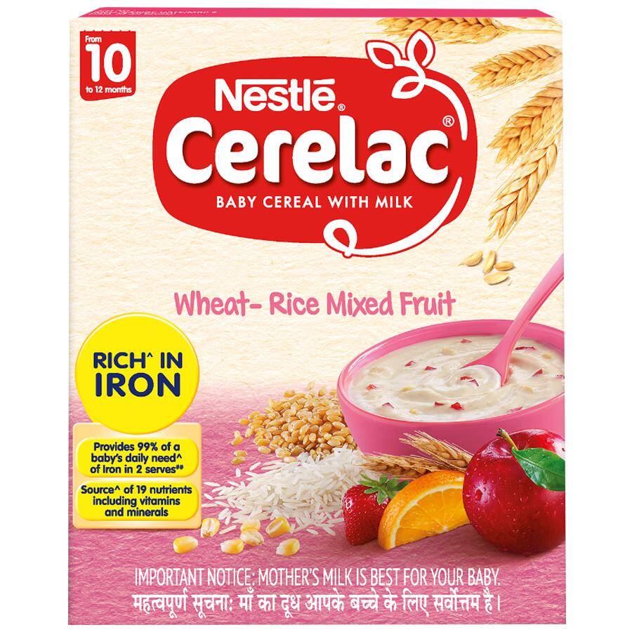 Nestle Cerelac Baby Cereal-Milk, Wheat-Rice, Fruit - From 10 Months, 300 gm