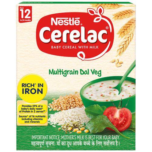 Nestle Cerelac Baby Cereal-Milk, Multigrain Dal Veg - From 12 Months, 300 gm