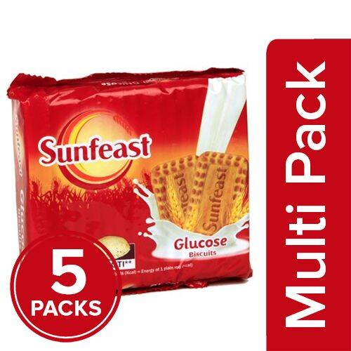 Sunfeast Glucose Biscuits, 5x128 g Multipack