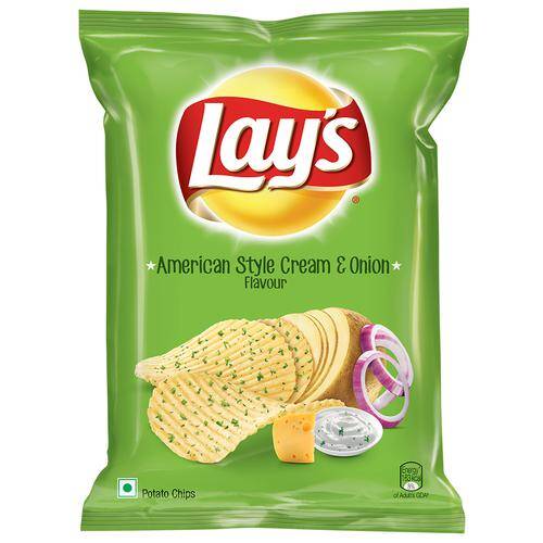 Lays Potato Chips - American Style Cream & Onion Flavour, 52 g Pouch