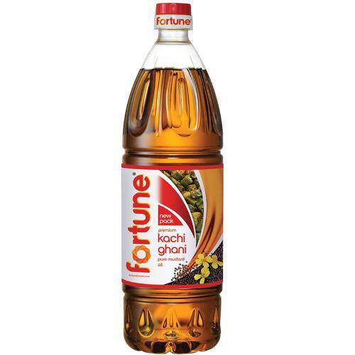 Fortune Kachi Ghani Mustard Oil, 1 L Pet Bottle