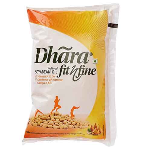 Dhara Soyabean Oil, 1L Pouch