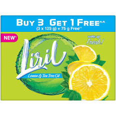 LIRIL LEMON SOAP buy 3 get 1, 125 gm×3