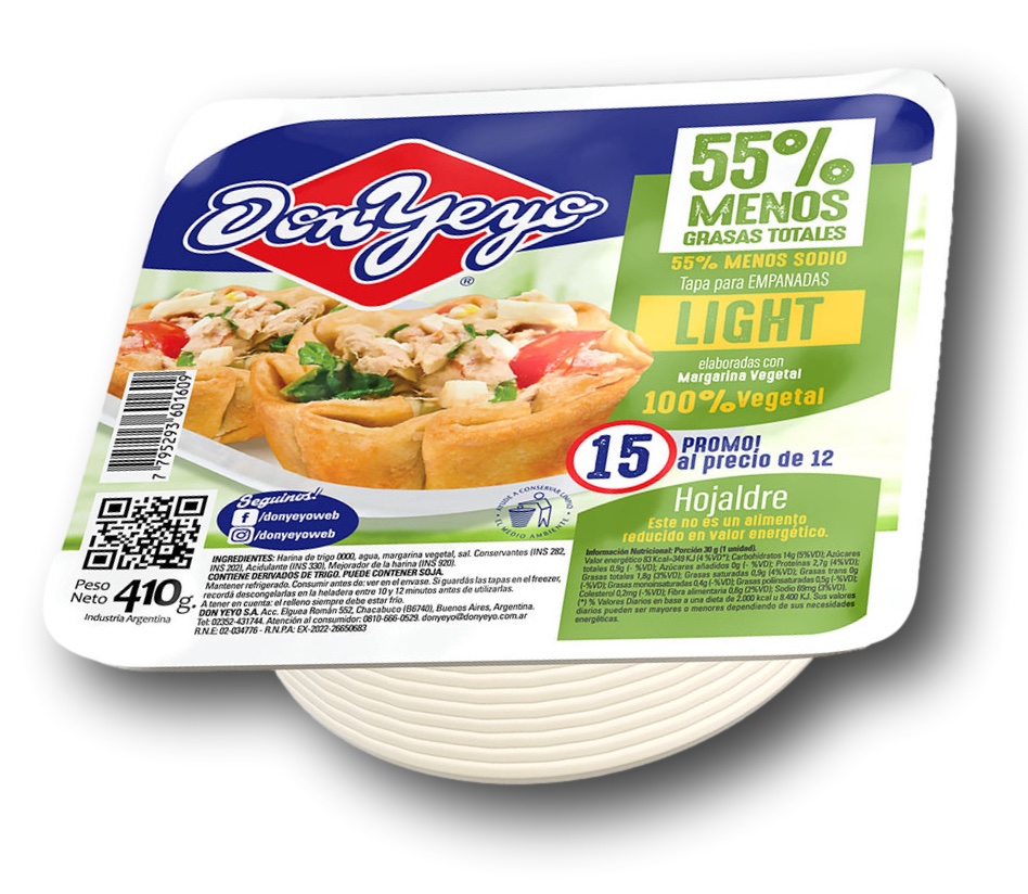 Tapas de Empanadas LIGHT  Don Yeyo 12 x 15 x 410 g