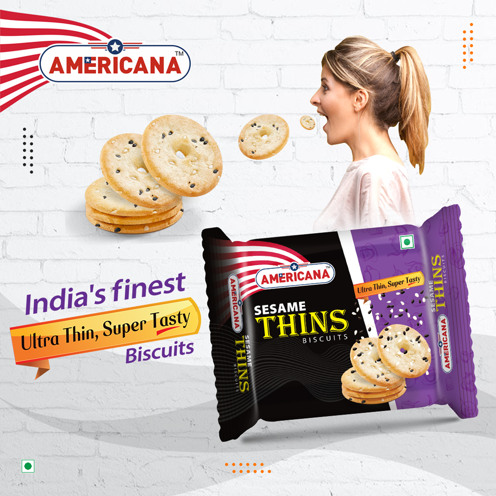 AMERICANA Sesame Thins Biscuits 75 g Pack