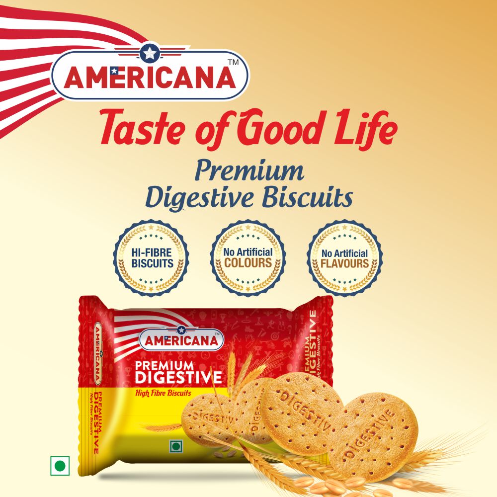 Americana Premium Digestive Biscuits, High Fibre Multi Grain, 200 g Packs