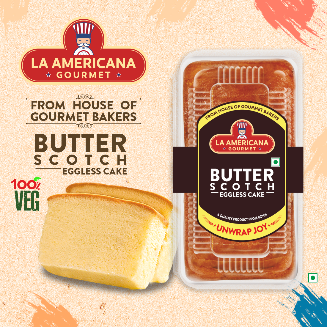 LA Americana Eggless Butter Scotch Cake 200 g Pack