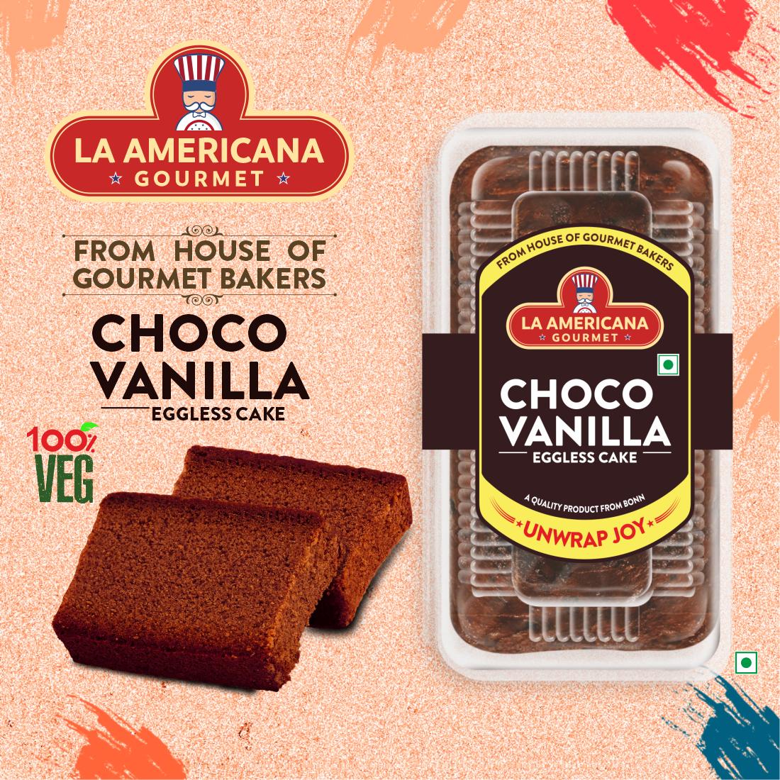 LA Americana Eggless Choco Vanilla Cake 200 g Pack