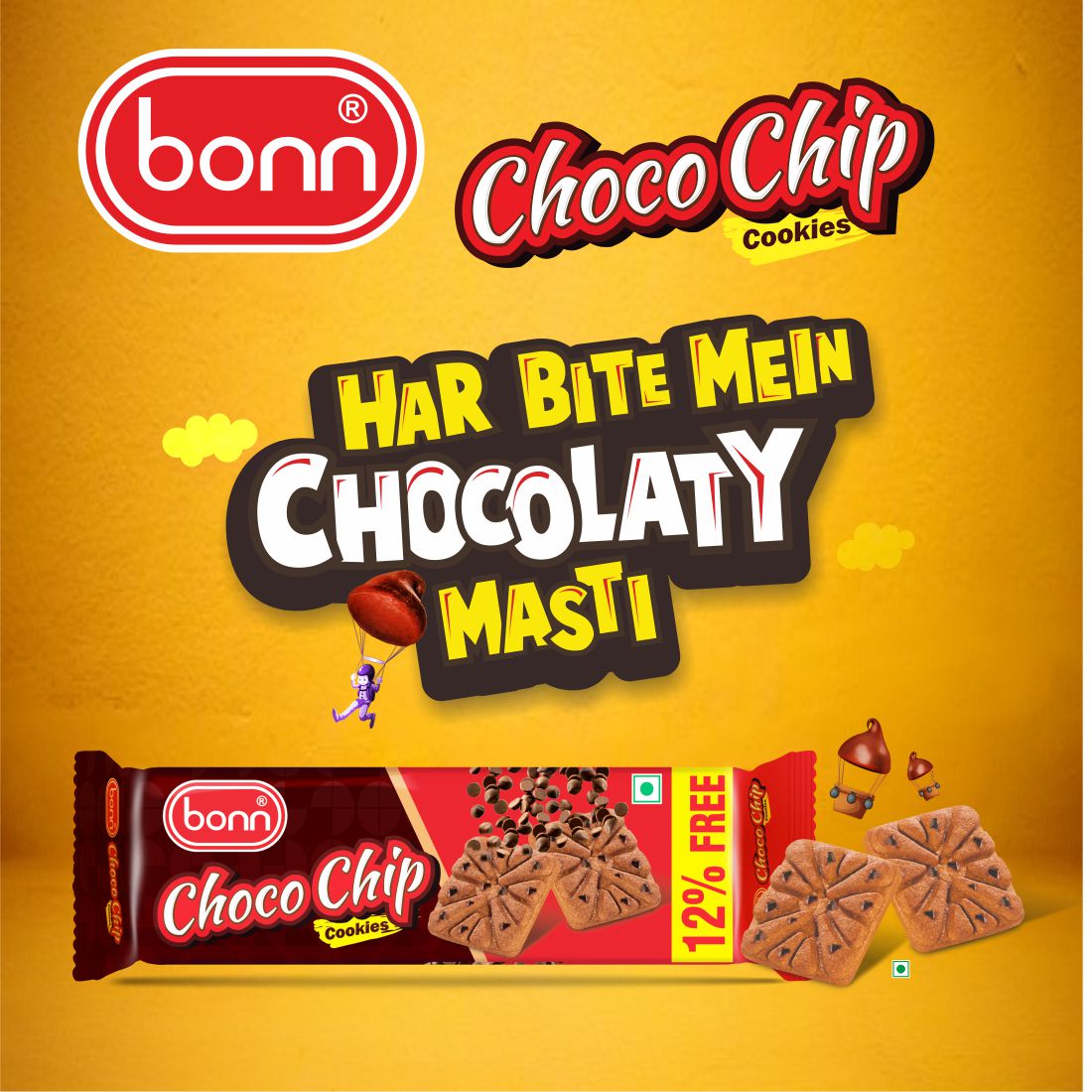 Bonn Choco Chip Cookies (67 g + 8 g Free)