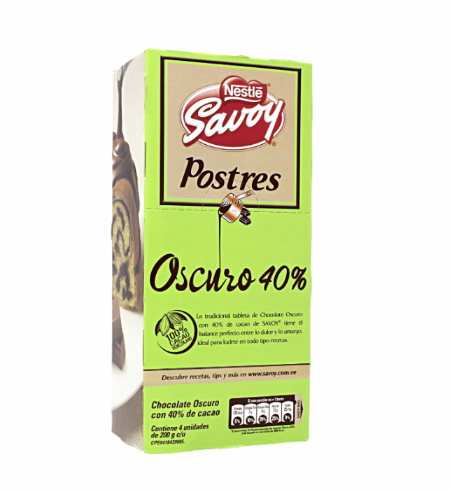 Savoy - Postre Chocolate 40% 16x4x200gr