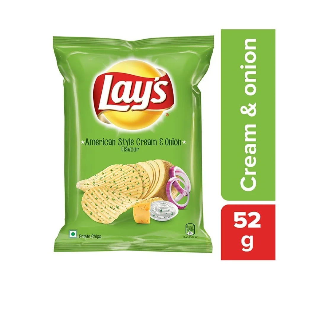 Lay's American Style Cream & Onion Flavour Potato Chips 52g