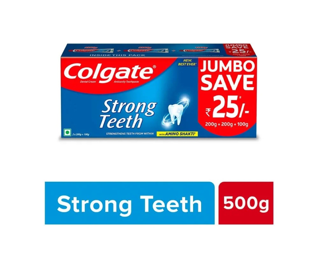 Colgate Strong Teeth Anticavity Toothpaste With Amino Shakti - Saver Pack, 500 g