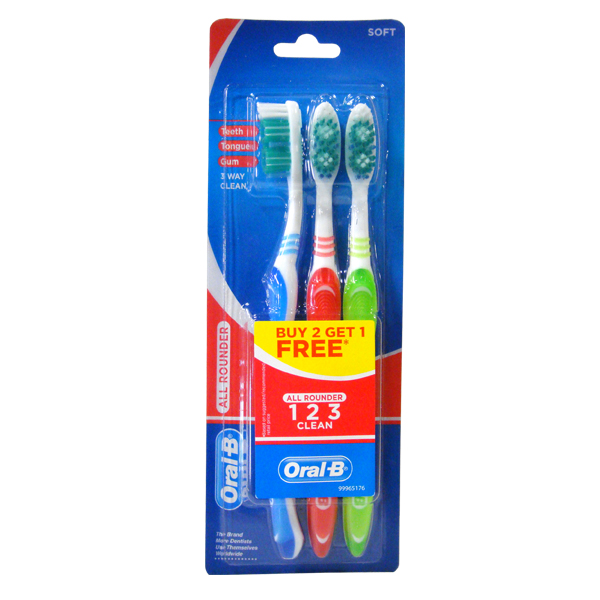 Oral-B All Rounder 123 3pk Soft (12/96/cs) Single Price