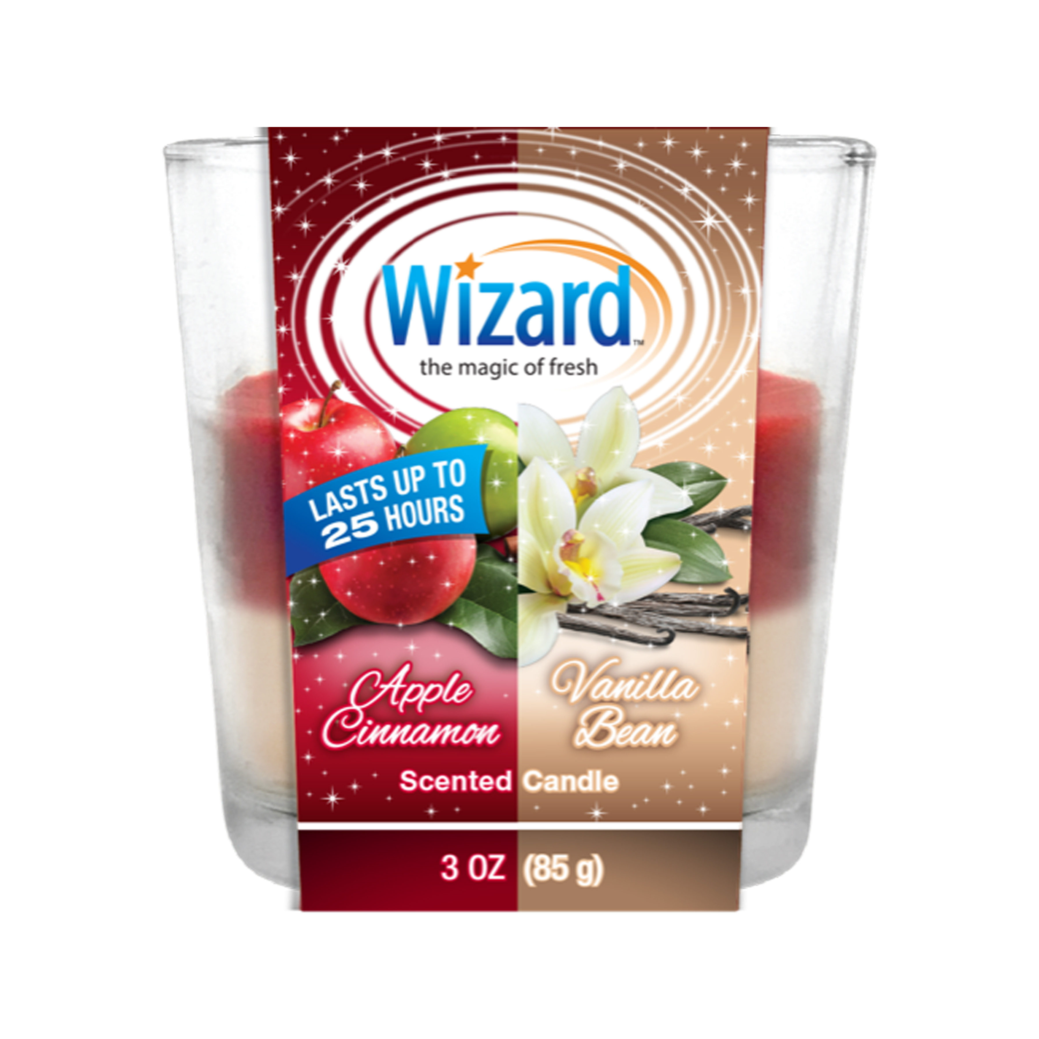 Wizard Candles 3oz 2in1 Vanilla&Apple (12/cs)